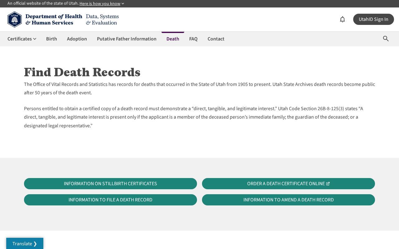Lehi resident lookup death-record access guidance